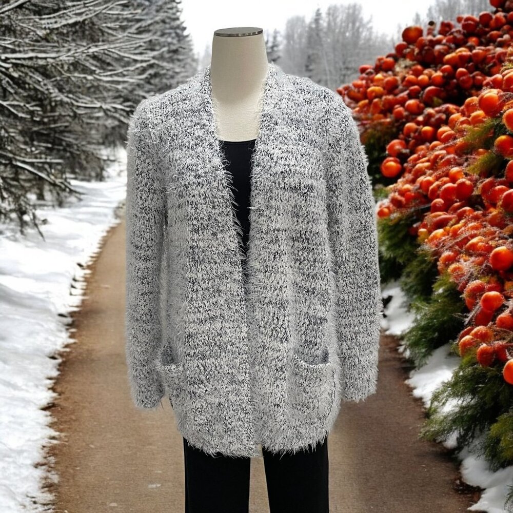 Peyton Primrose‎ M Fuzzy Knit Cardigan Cozy Soft & Warm Winter Layer Boho Chic
